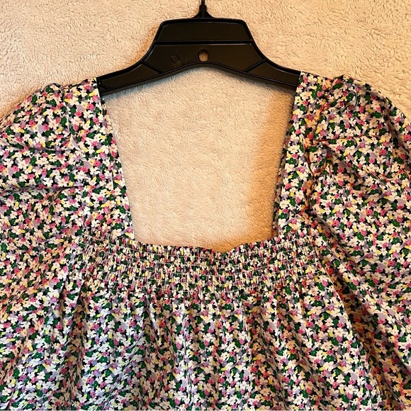 Cottagecore Ditsy Floral Puff Sleeve Smocked Square Neckline Blouse Sm. Tradwife - Picture 3 of 11
